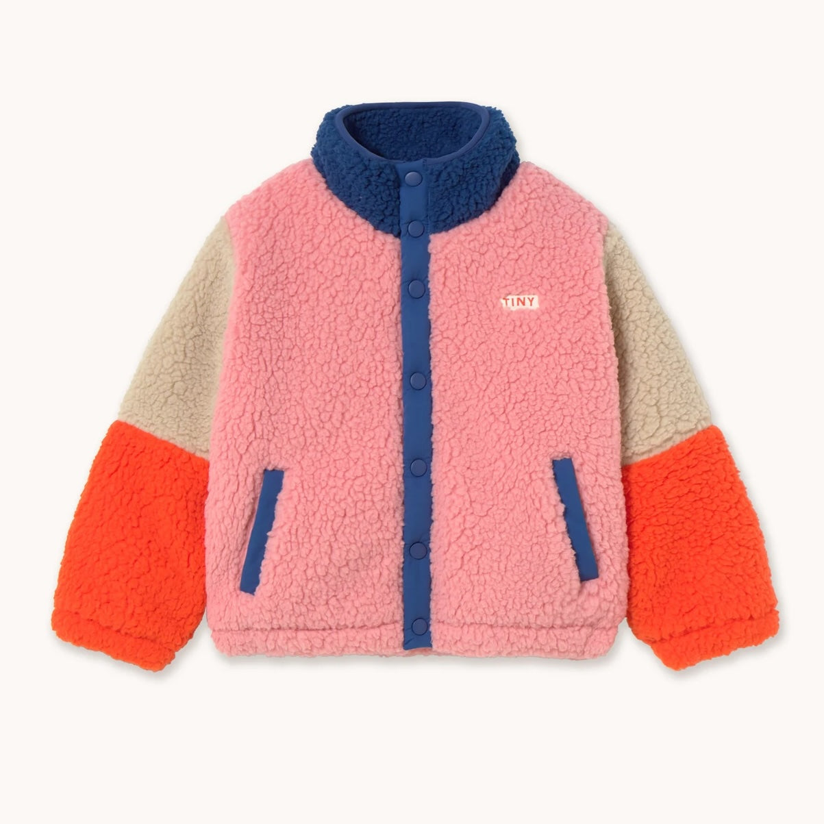 COLOR BLOCK POLAR SHERPA JACKET - DARK BLUE