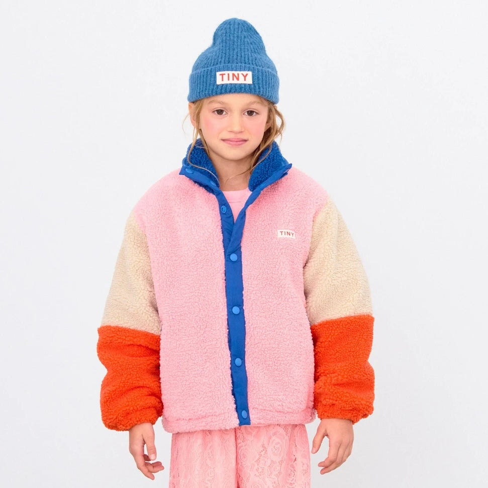 COLOR BLOCK POLAR SHERPA JACKET - DARK BLUE