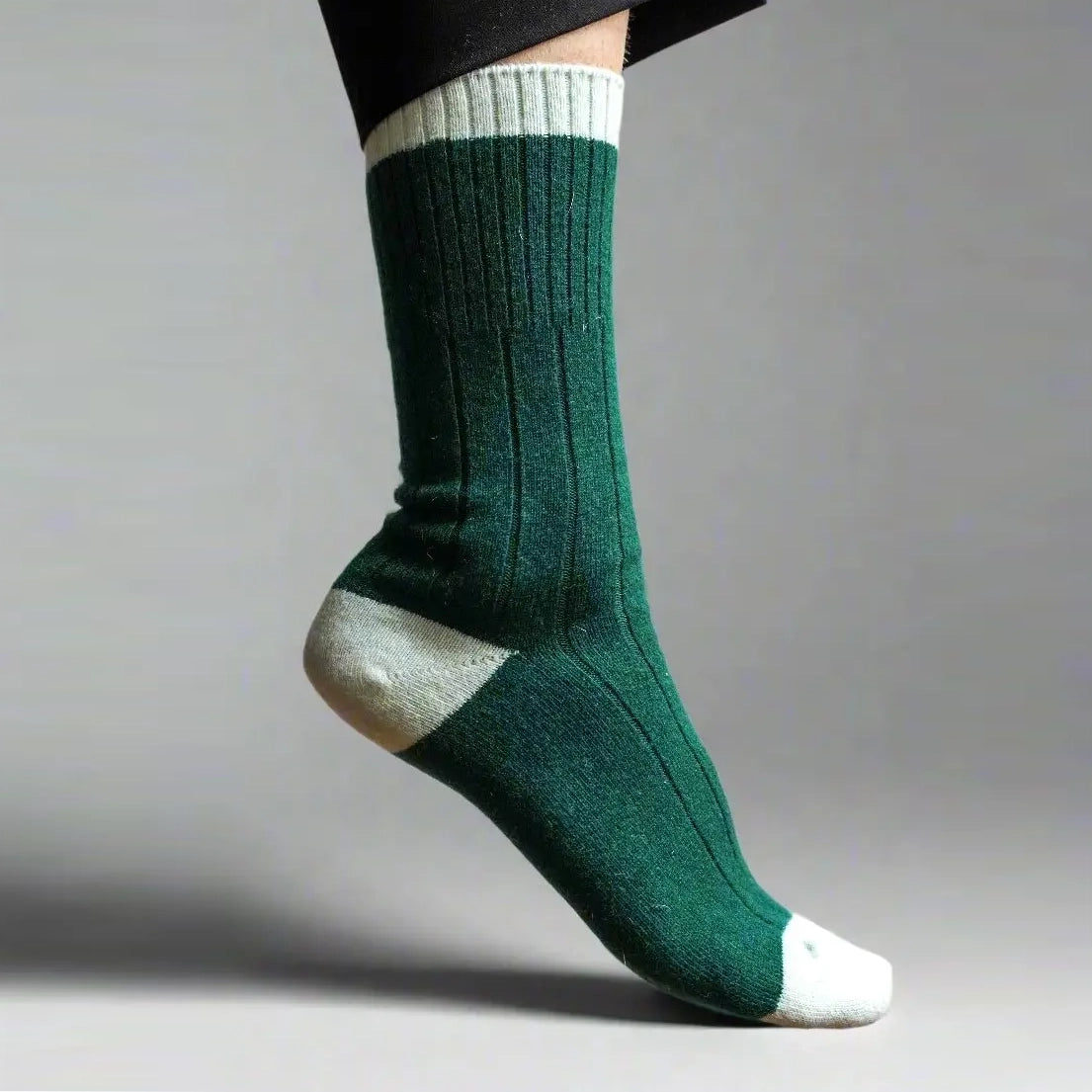 Merino Wool Banded Socks - Green