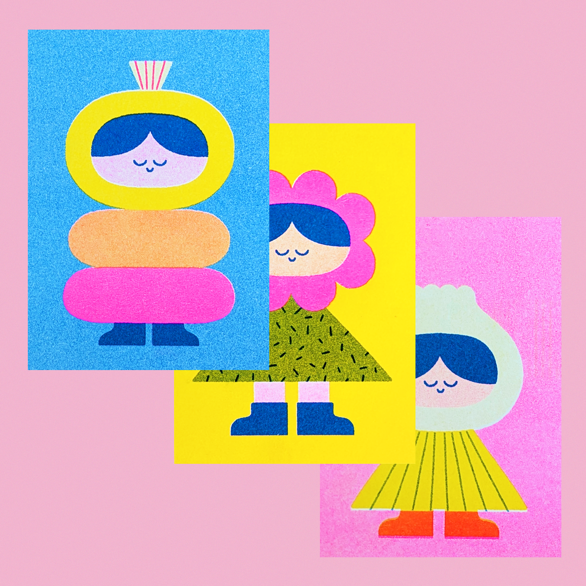 Risographie-Drucke – Tiny plant friends (3er-Set)