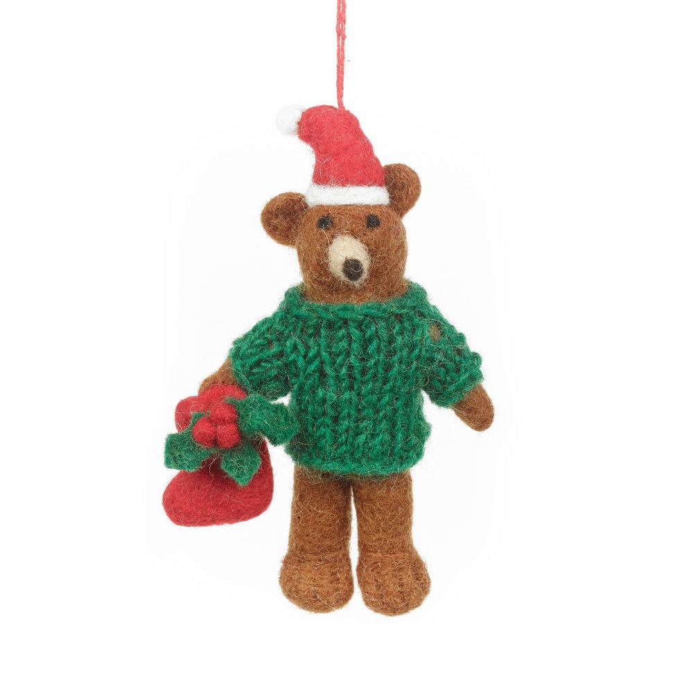 Handmade Felt Claus the Christmas Bear Hanging Felt