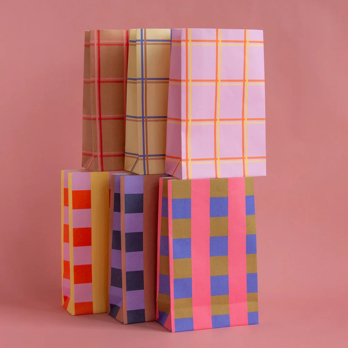 Block bag:Checker Fuchsia 22x35 cm(5 Bags)