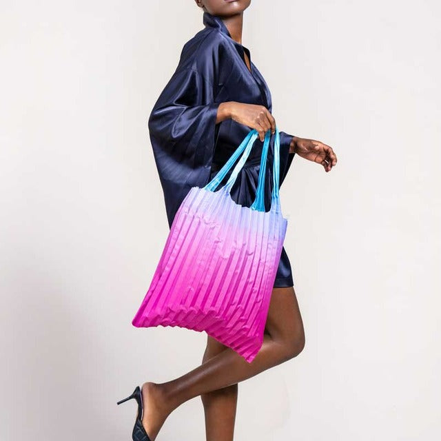 PLEATED Rainbow Blue Recycled Bag