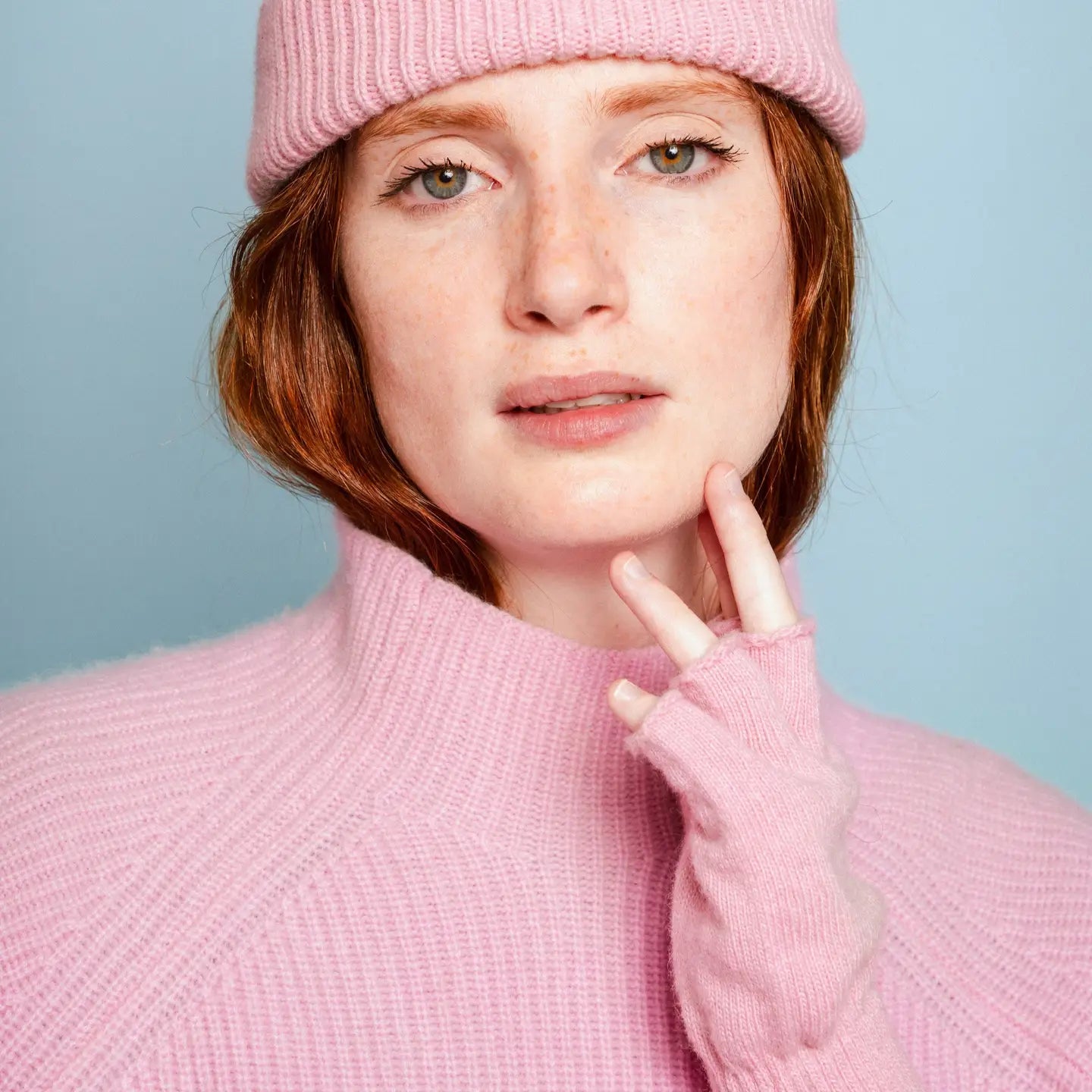 Wool Fingerless Gloves - Pink