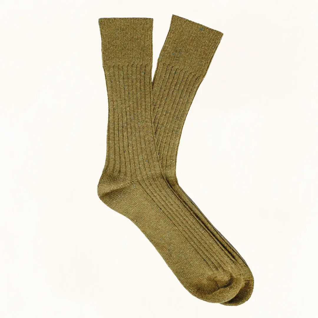 Silk and Wool Dust Star Socks - Khaki