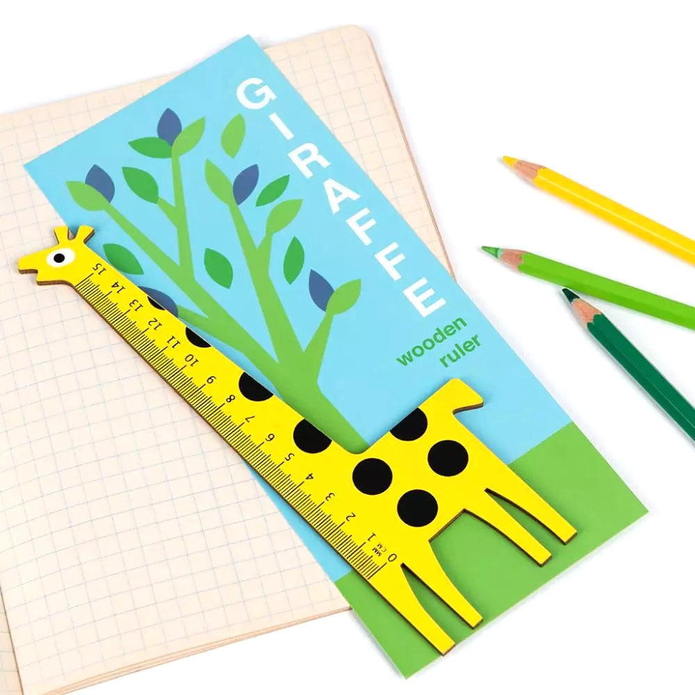 Nature Theme Ruler YELLOW GIRAFFE WOODEN RULER