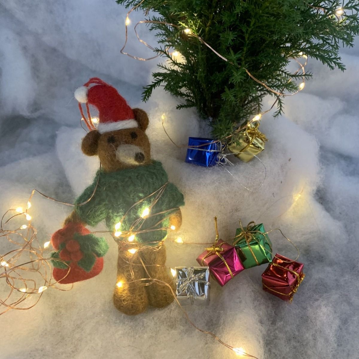 Handmade Felt Claus the Christmas Bear Hanging Felt