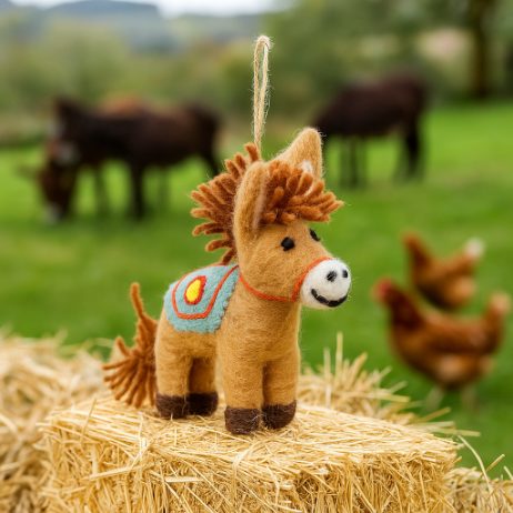 Handmade Dale the Donkey Hanging Felt