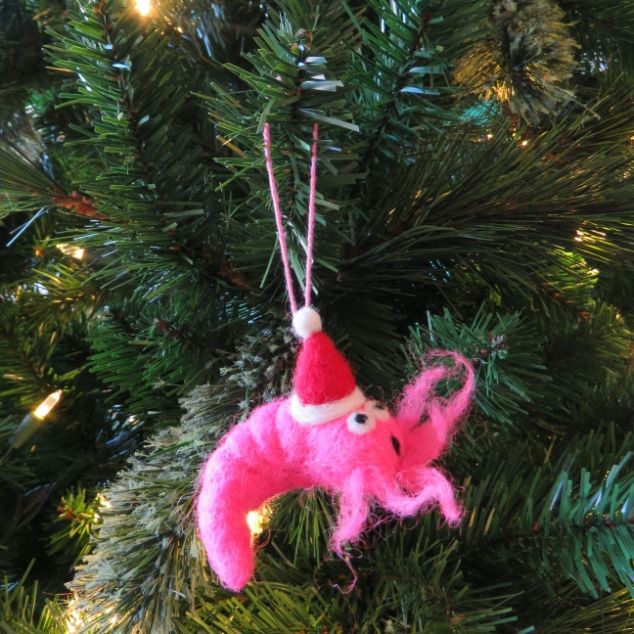 Handmade Felt Festive Prawn Hanging Felt