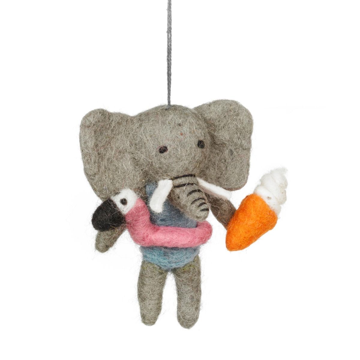 Handmade Leila the Summer Elephant Sealife Hanging Felt