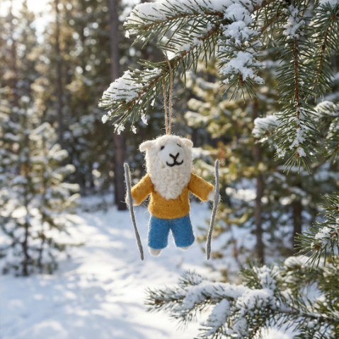 Handmade Rambling Sheep Hanging Felt