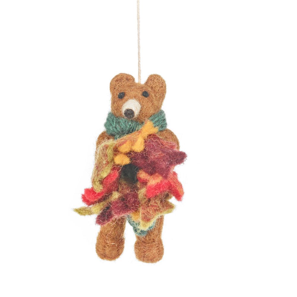 Handmade Needle Felt Forest the Bear Hanging Felt