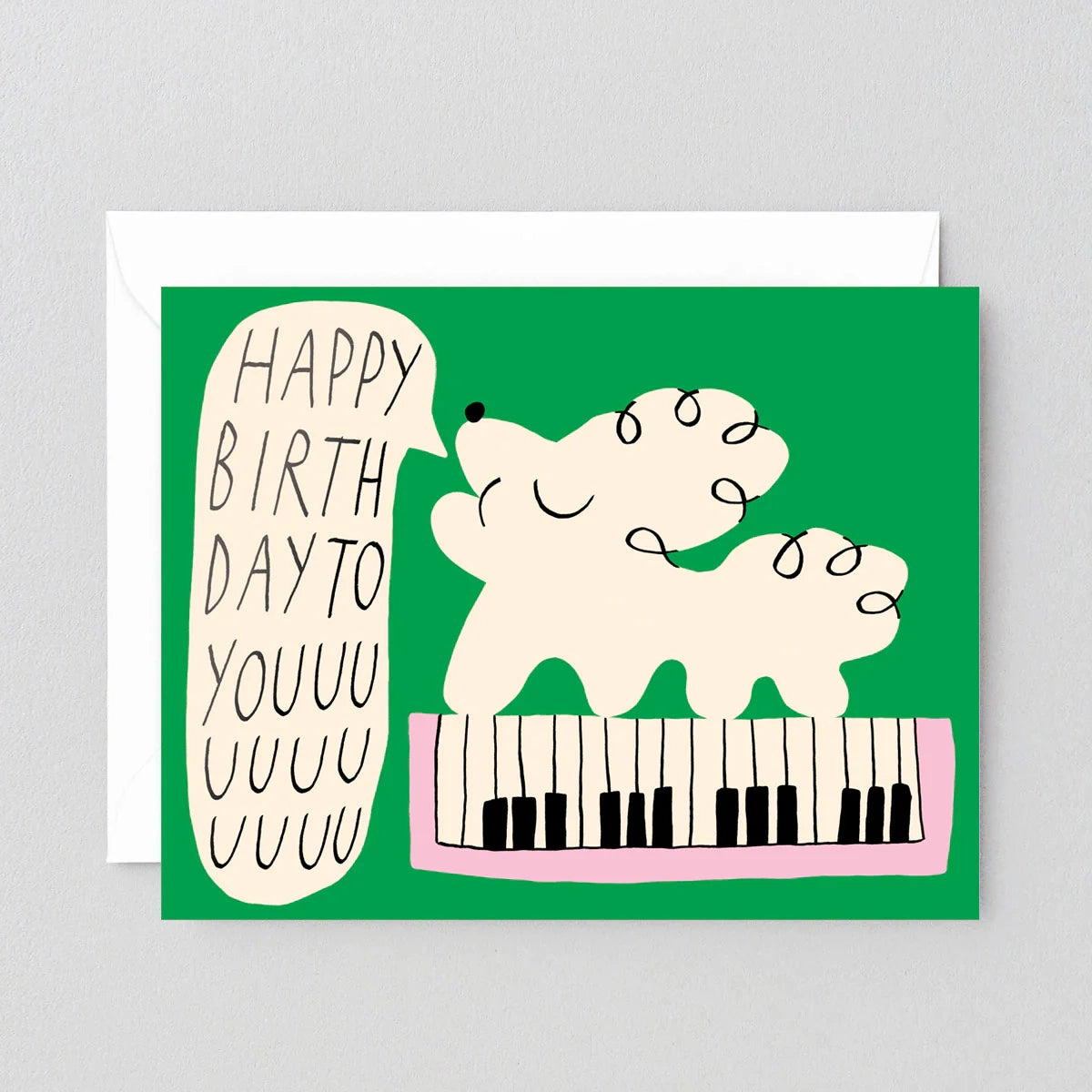 Happy Birthday To You Dog & Keyboard Kids Greeting Card