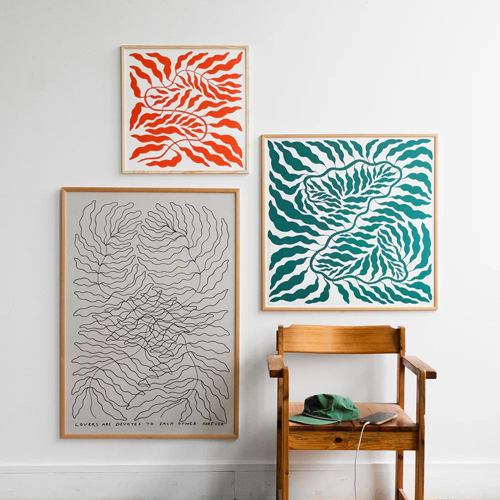 POSTER ORANGE ROTES BLATT - 50x50 cm