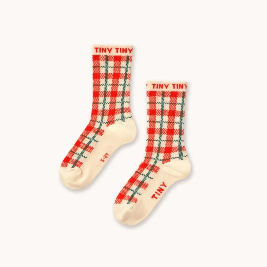 Cream Check Medium Socks