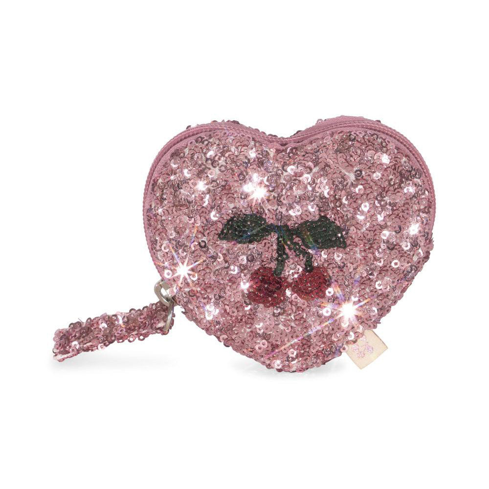 SEQUIN HEART WALLET - MELLOW ROSE