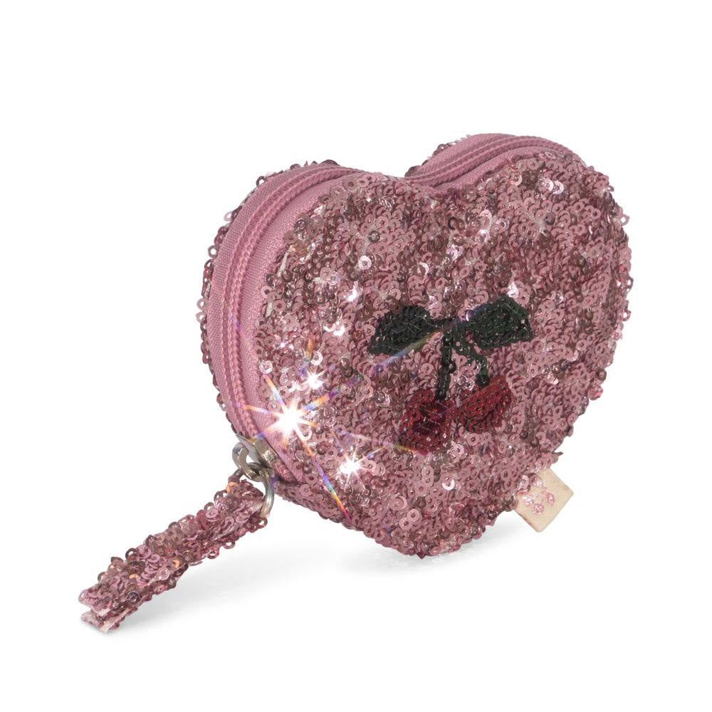 SEQUIN HEART WALLET - MELLOW ROSE