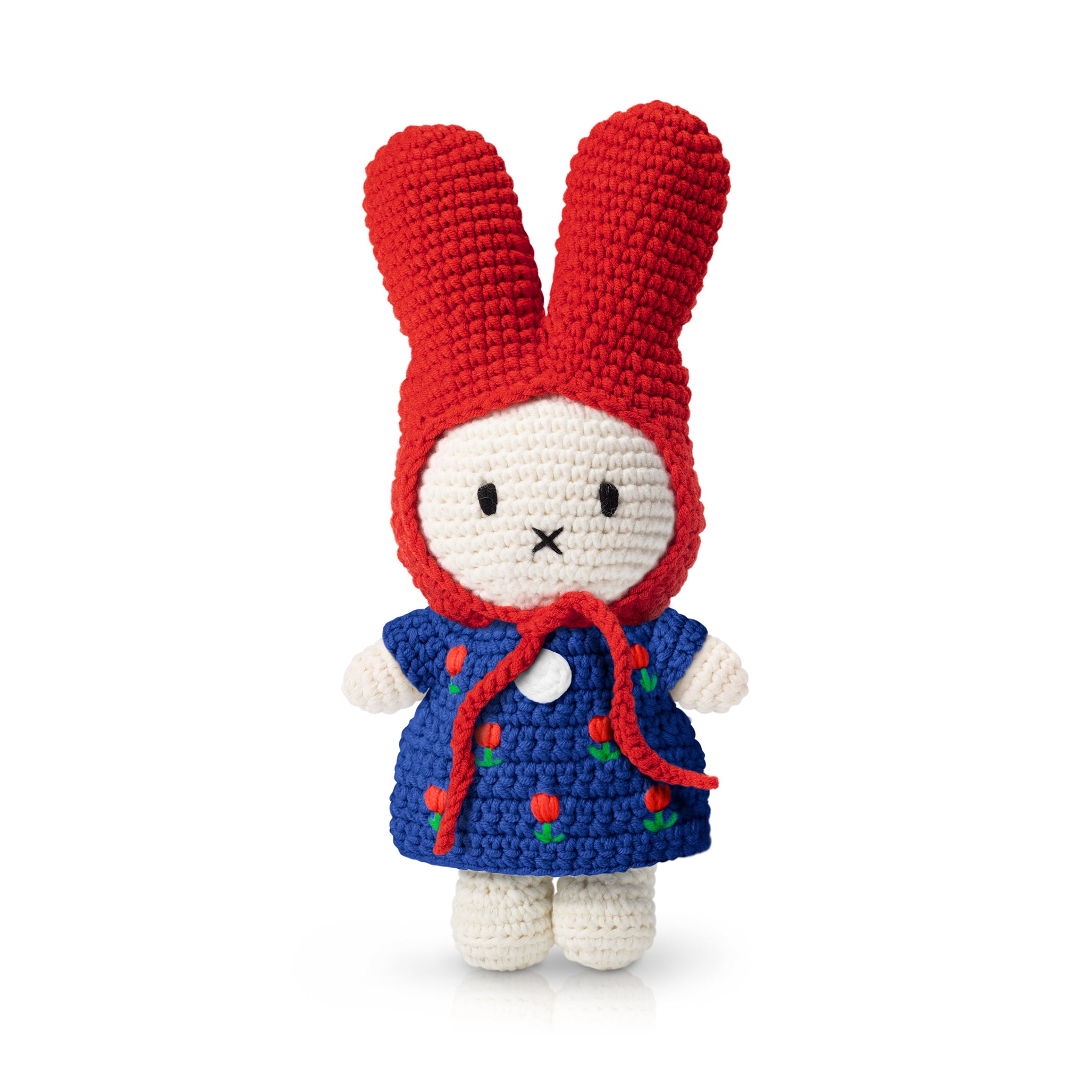 Handmade Miffy - Blue tulip dress and red hat