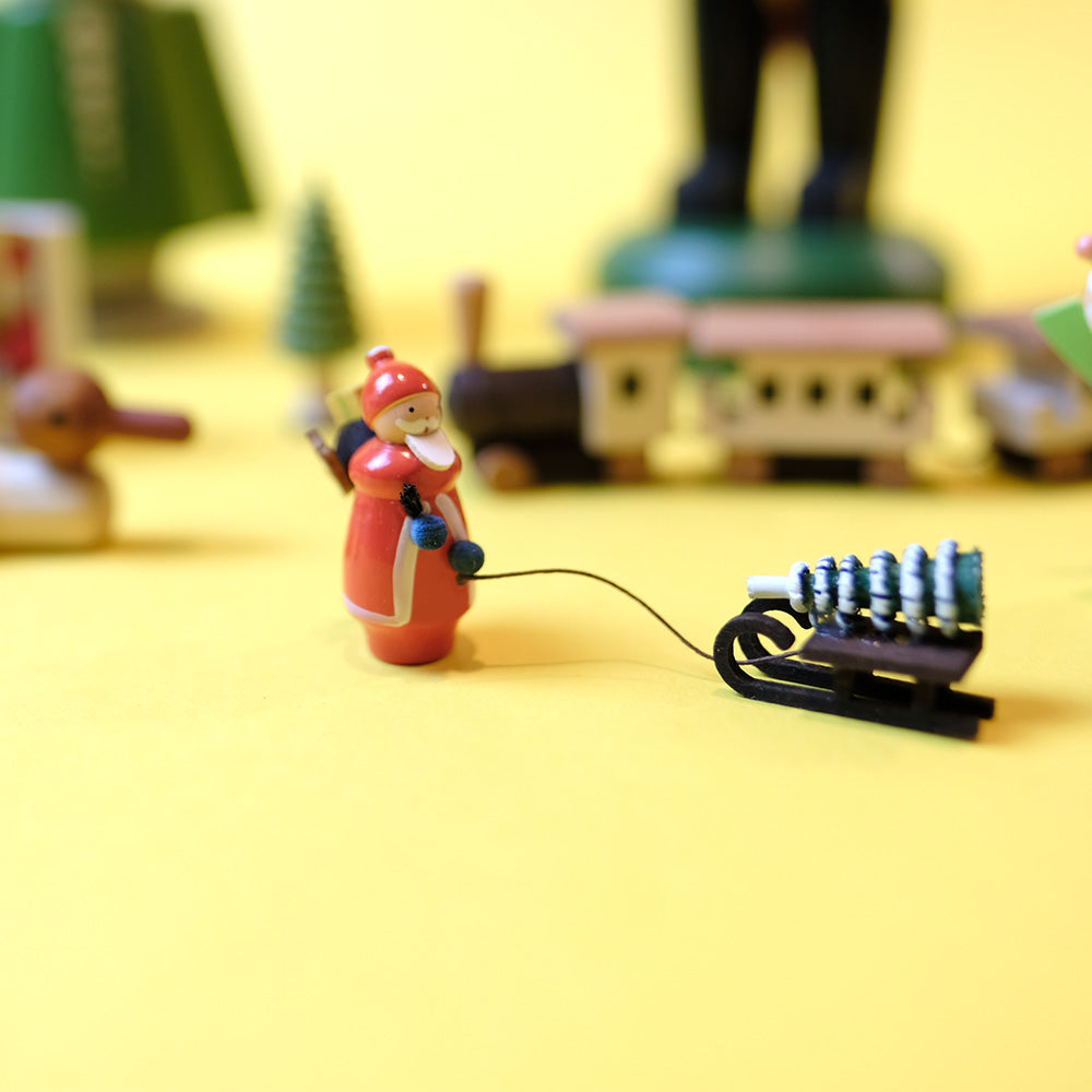 Weihnachtsmann mit Schlitten Miniatur