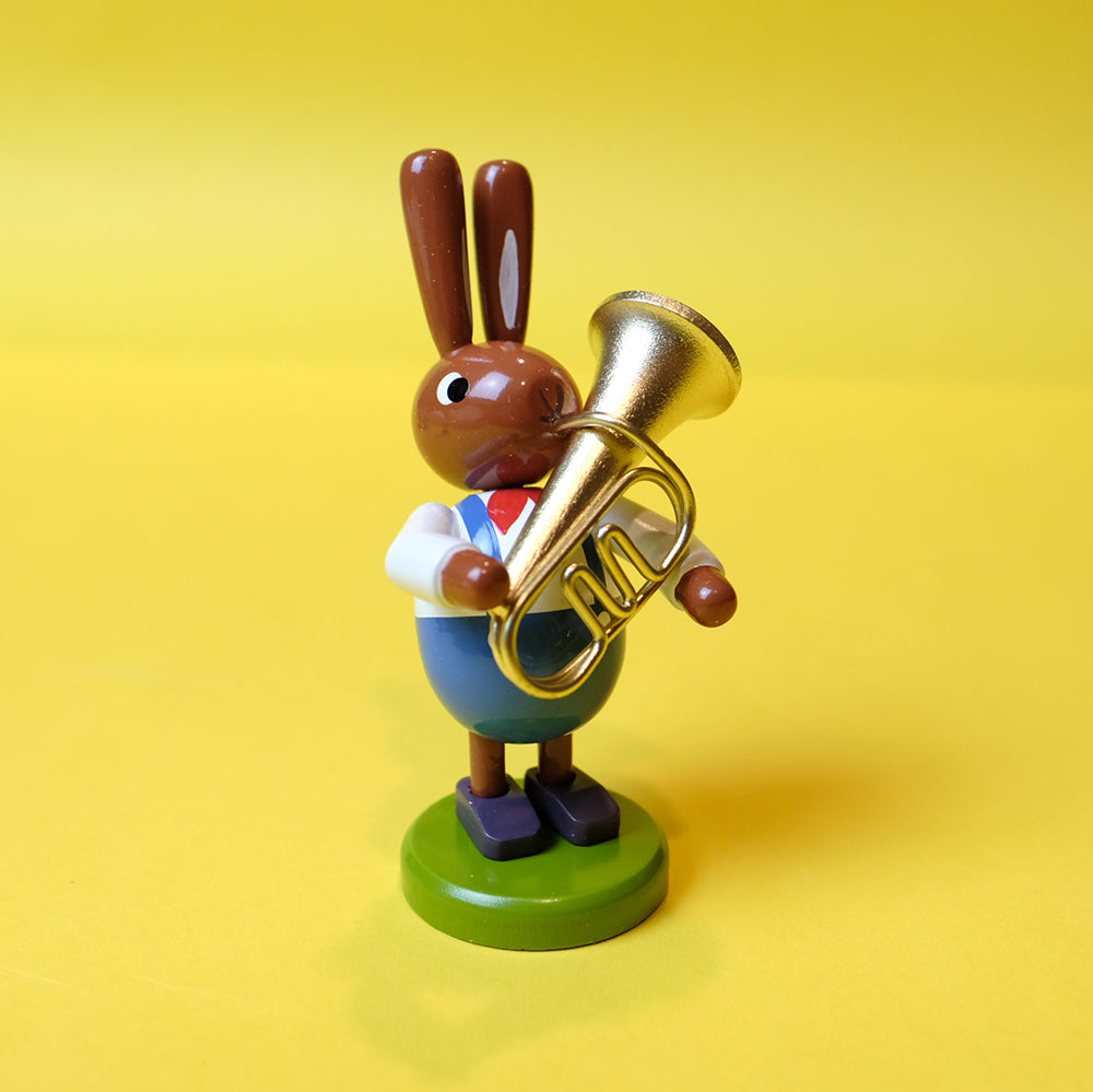 Wooden Bunny musician with Tuba