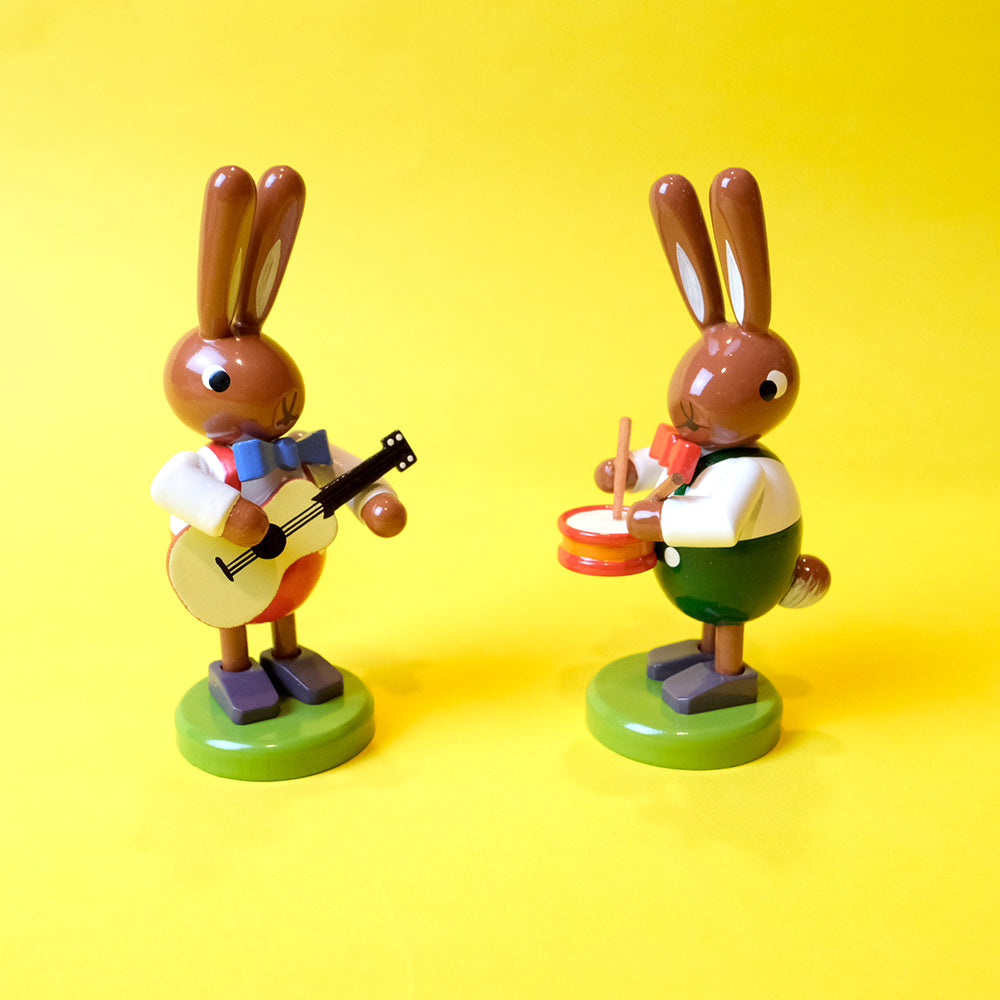 Wooden Bunny musician with Drum