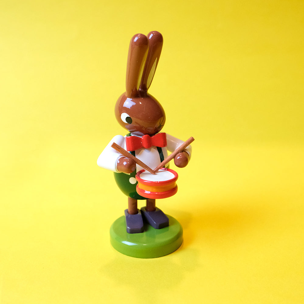 Wooden Bunny musician with Drum