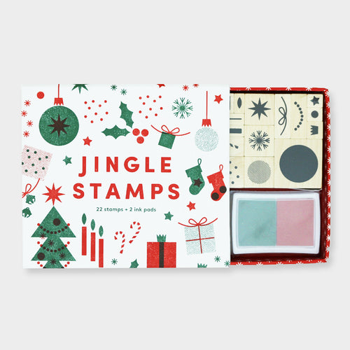 Jingle Stamps – 22 Tampons En Bois + 2 Coussinets Encreurs (rouge Et Vert) – Set Créatif De Noël