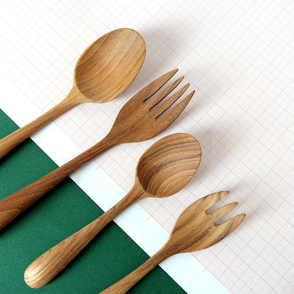 Teak spoon-fork set - Summer Made