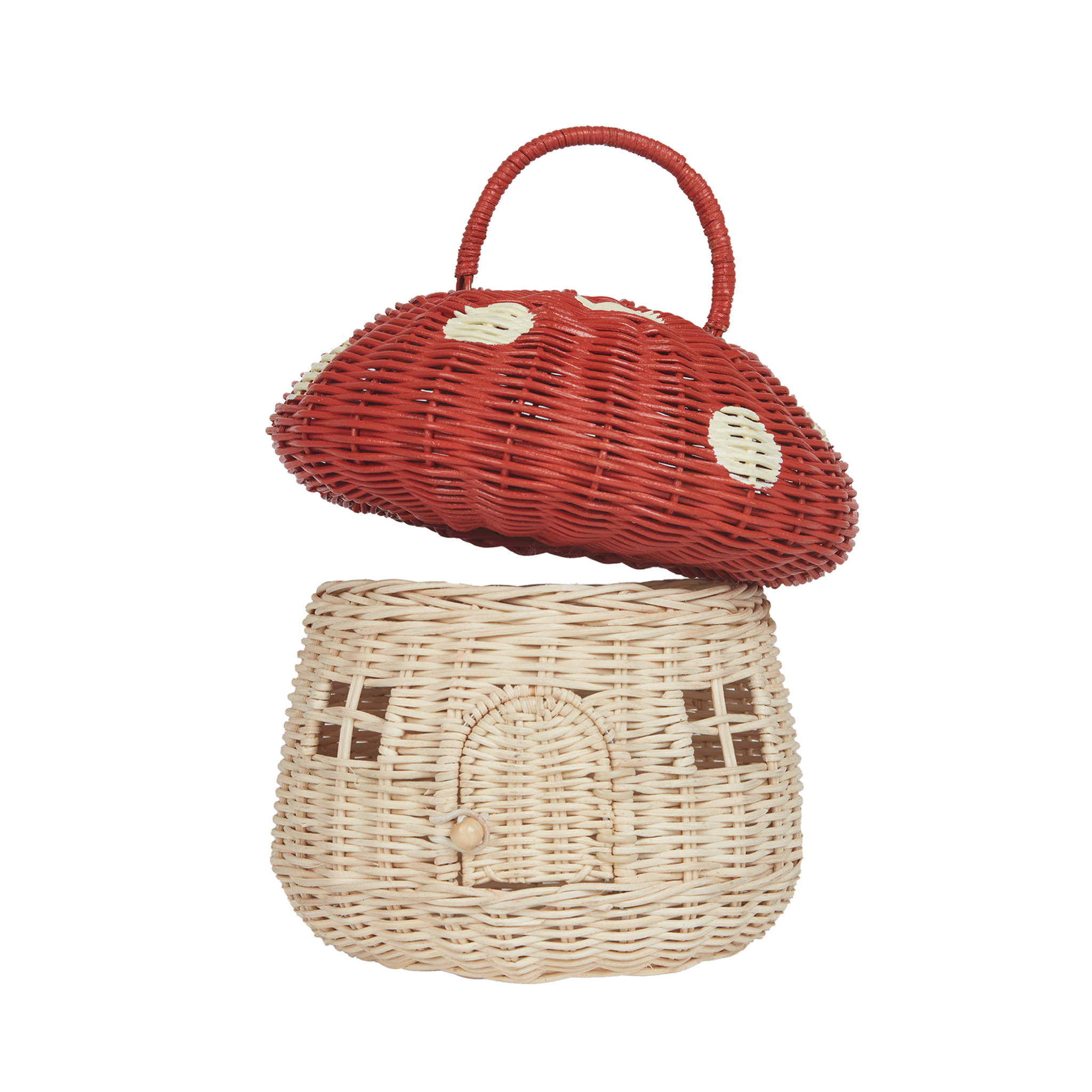 Rattan Mushroom Red Basket