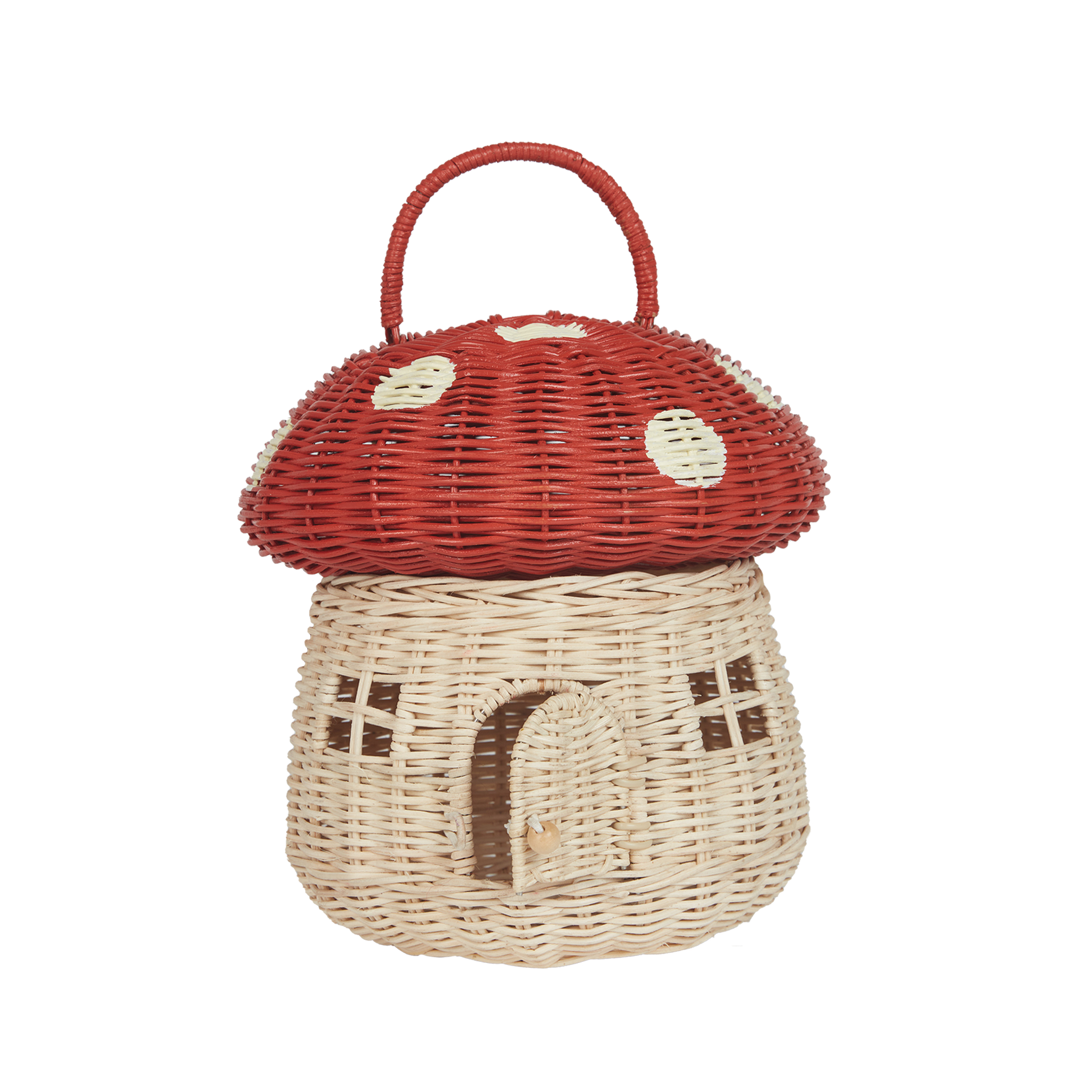 Rattan Mushroom Red Basket