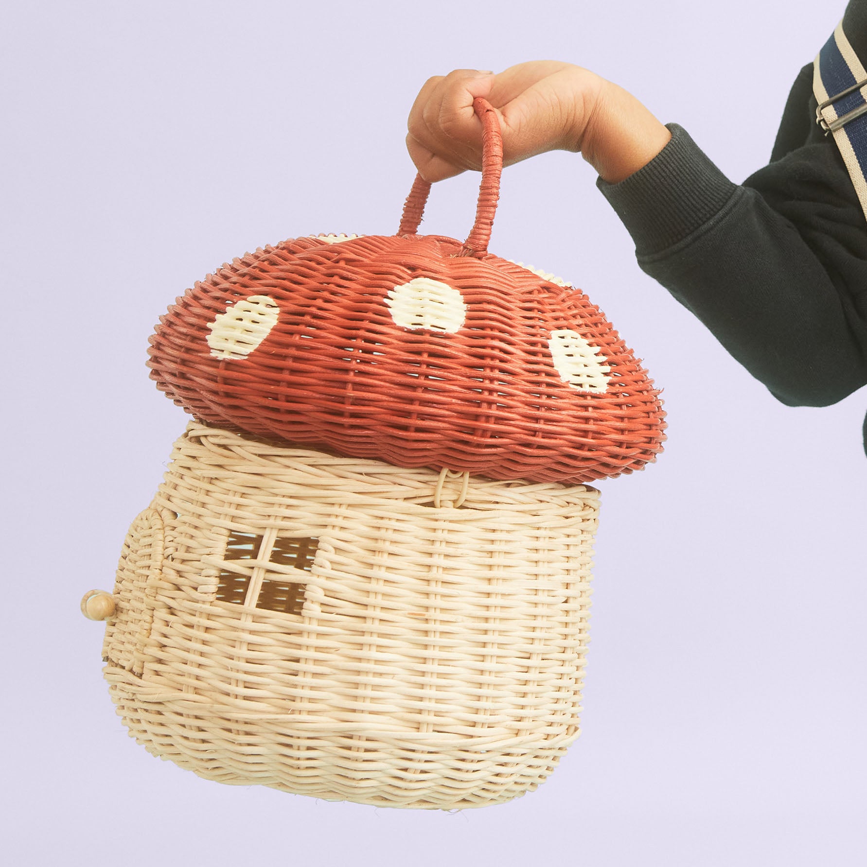 Rattan Mushroom Red Basket