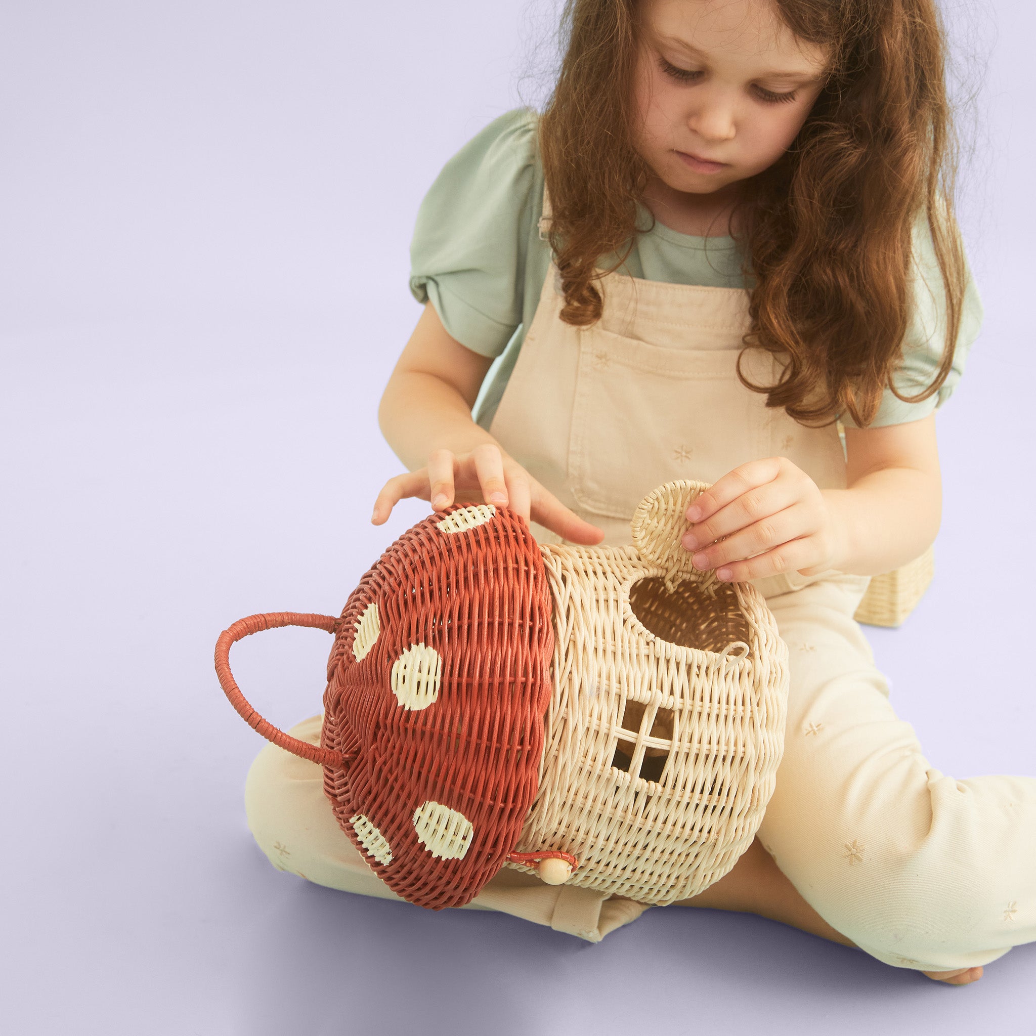 Rattan Mushroom Red Basket
