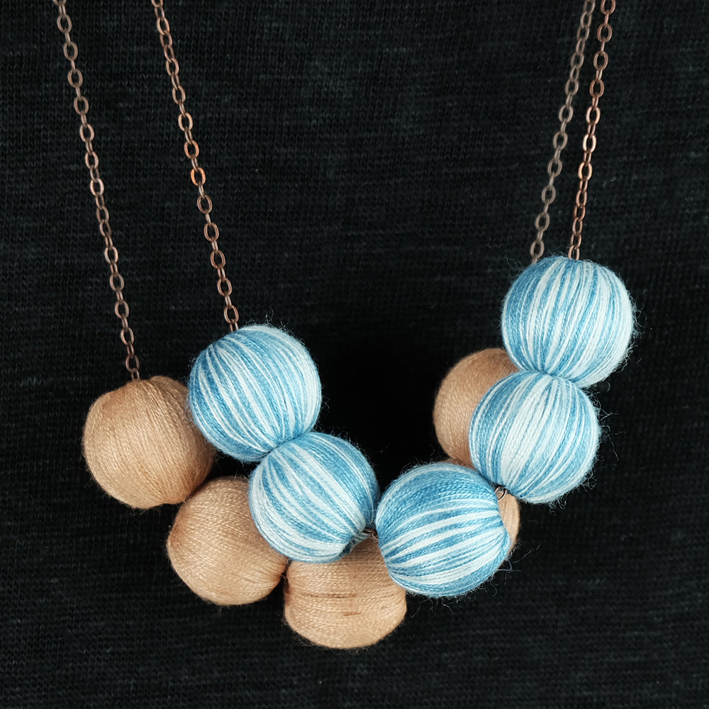 Natural dyed cotton ball necklace - Summer Made