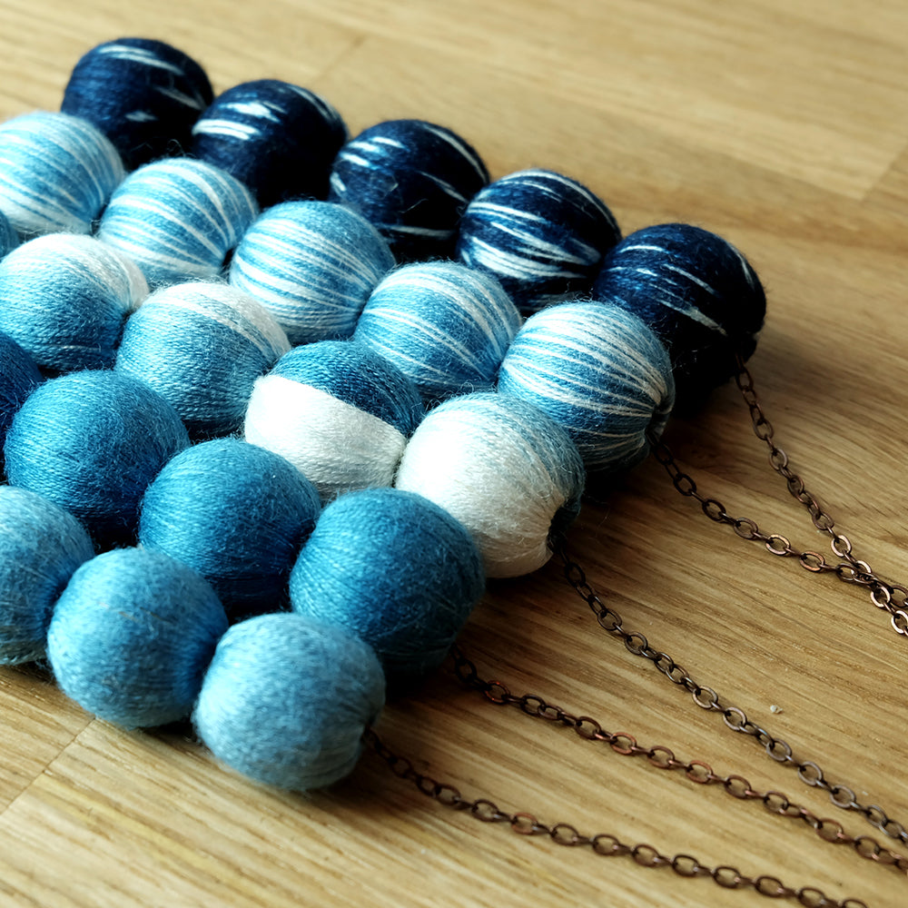 Natural dyed cotton ball necklace - Summer Made