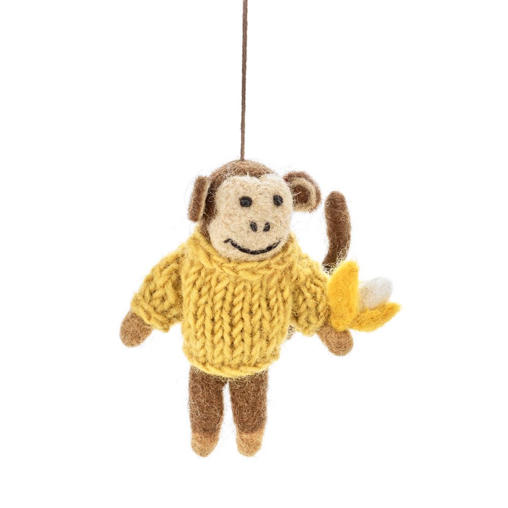 Handmade Felt Melvin the Monkey Hanging Decoration