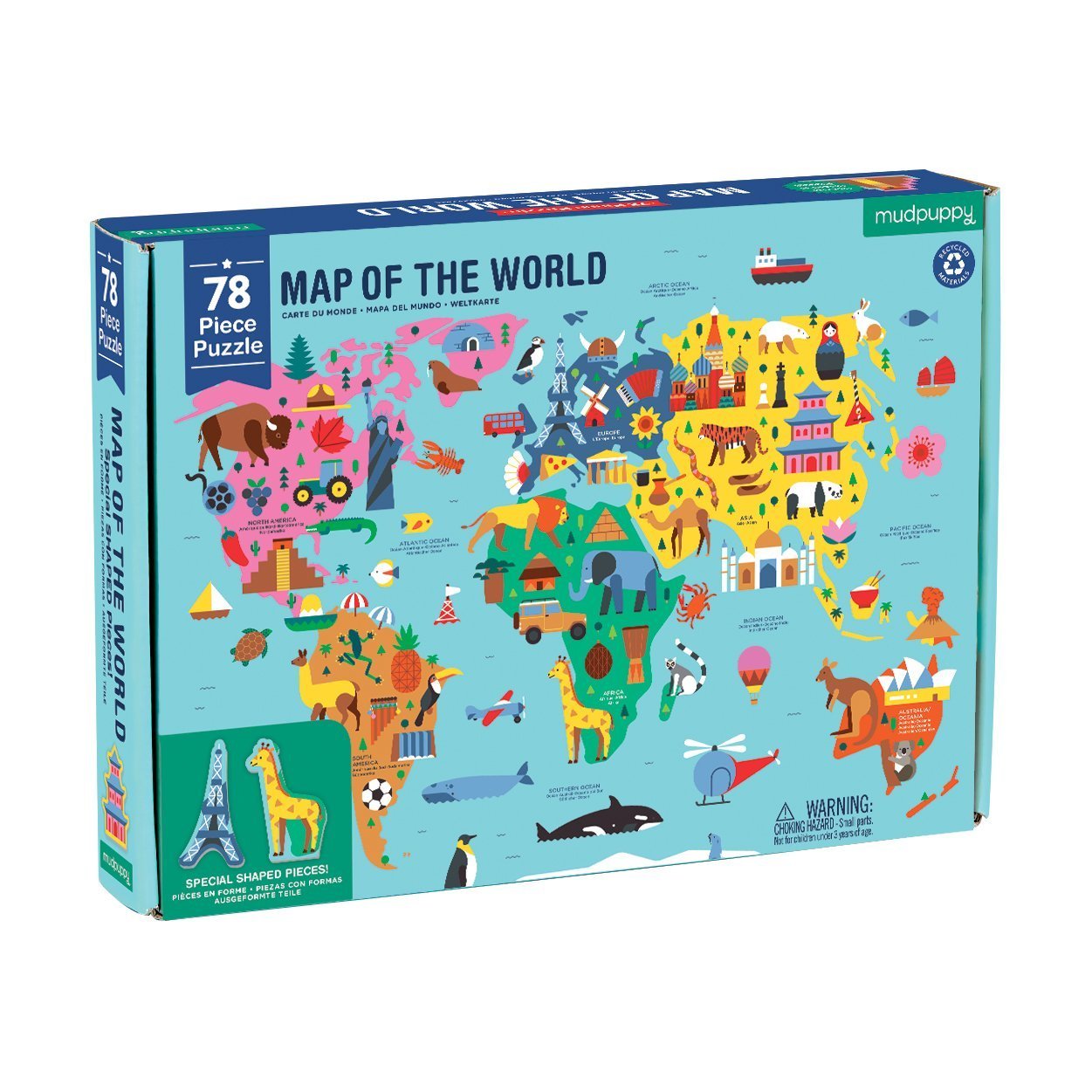 Karte des Weltgeographie-Puzzles