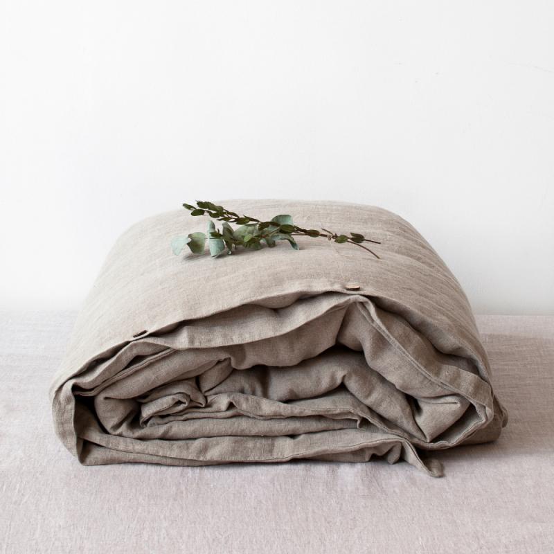 Bettdecke aus gewaschenem Naturleinen 220x220 cm